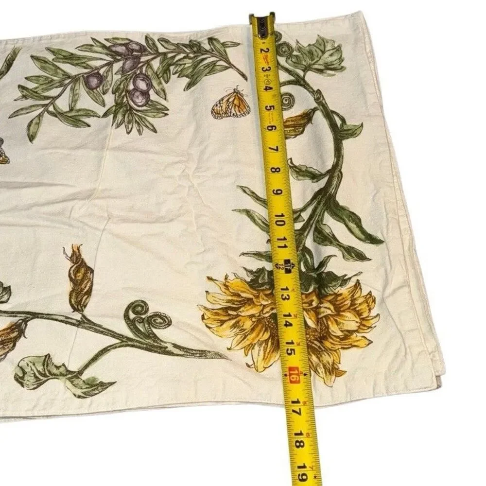Pottery Barn Table Runner 17”x106” 100% Cotton Spring Yellow Sunflower Butterfly